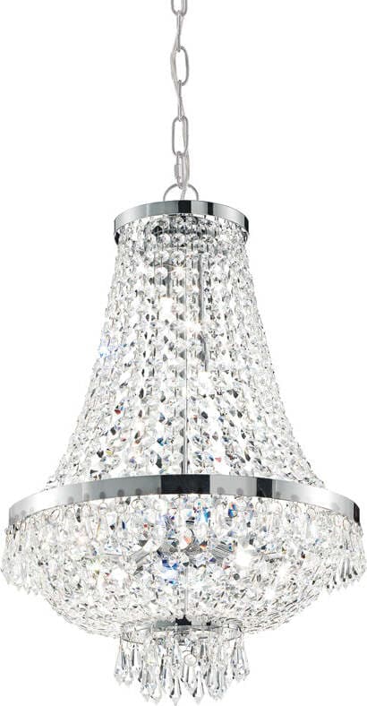 Lampadario-Classico-Caesar-Metallo-Cristallo-Cromo-6-Luci-G9-3W-3000K-Luce-Calda