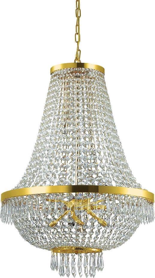 Lampadario-Classico-Caesar-Metallo-Cristallo-Oro-12-Luci-G9-3W-3000K-Luce-Calda