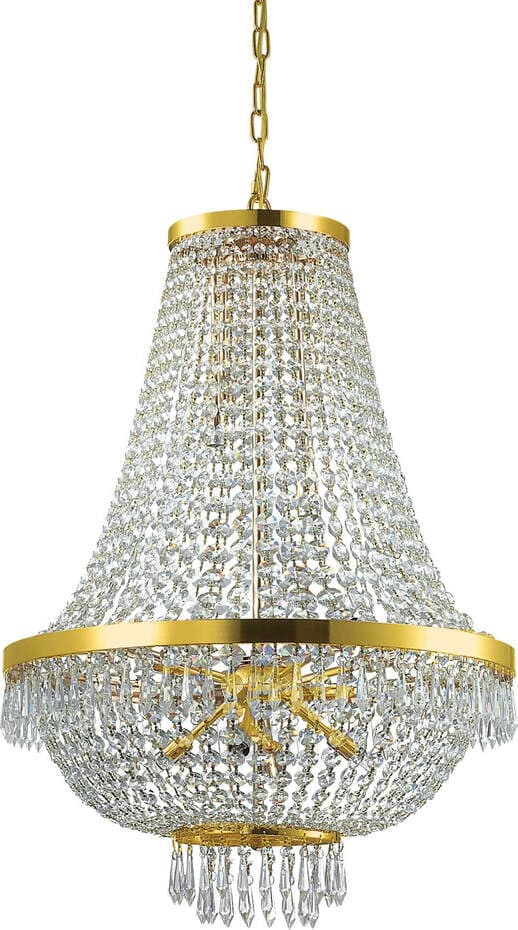 Lampadario-Classico-Caesar-Metallo-Cristallo-Oro-12-Luci-G9-3W-3000K-Luce-Calda