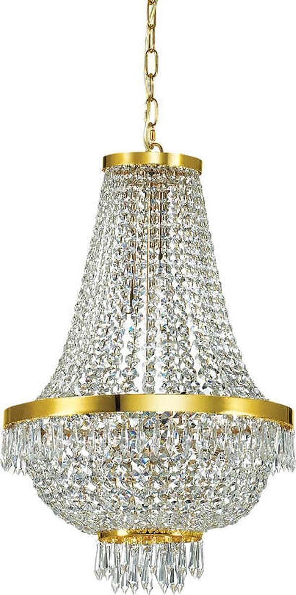 Lampadario-Classico-Caesar-Metallo-Cristallo-Oro-9-Luci-G9-3W-3000K-Luce-Calda