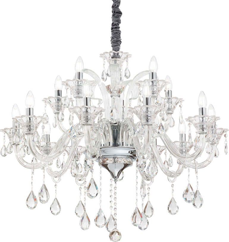 Lampadario-Classico-Colossal-Metallo-Cristallo-Trasparente-15-Luci-E14