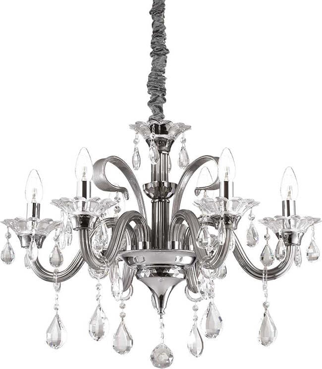 Lampadario-Classico-Colossal-Metallo-Cristallo-Trasparente-6-Luci-E14