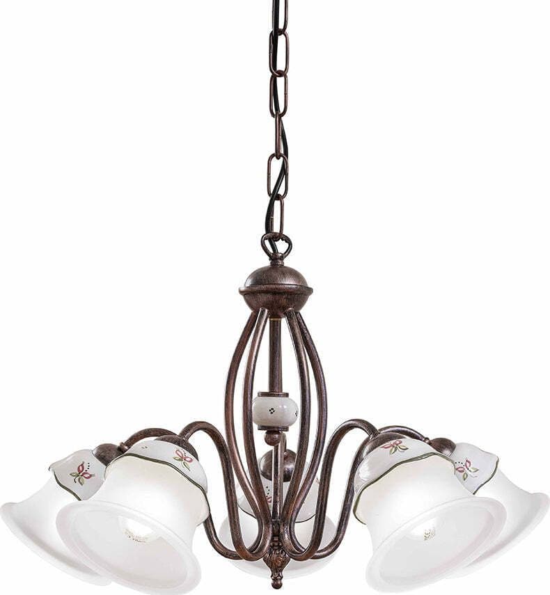 Lampadario-Classico-Ferrara-Metallo-E-Ceramica-Nero-Sfumato-Rame-5-Luci-E14