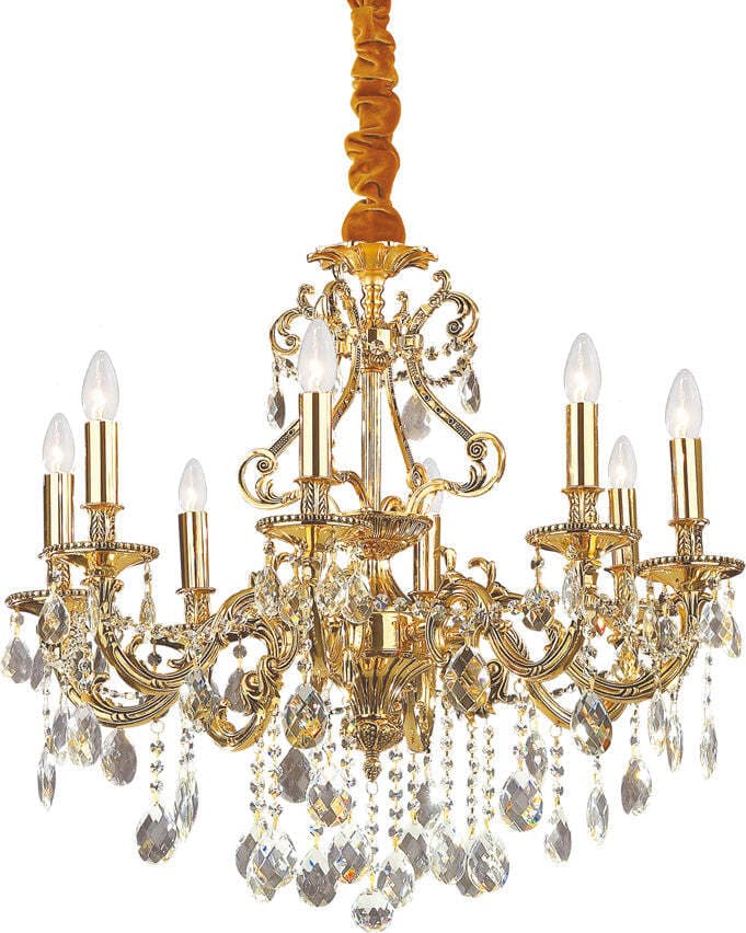 Lampadario-Classico-Gioconda-Metallo-Cristallo-Oro-8-Luci-E14