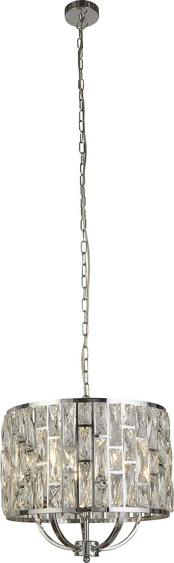 Lampadario-Classico-Gioiello-Acciaio-Cromo-Vetro-Trasparente-5-Luci-E14