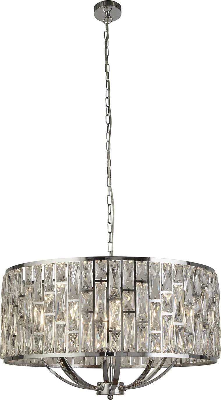 Lampadario-Classico-Gioiello-Acciaio-Cromo-Vetro-Trasparente-8-Luci-E14