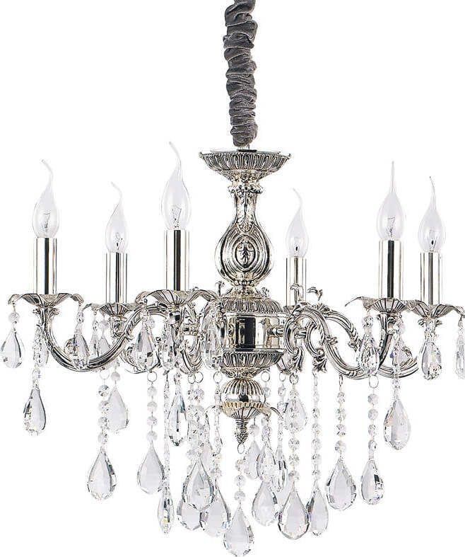 Lampadario-Classico-Impero-Metallo-Cristallo-Argento-6-Luci-E14