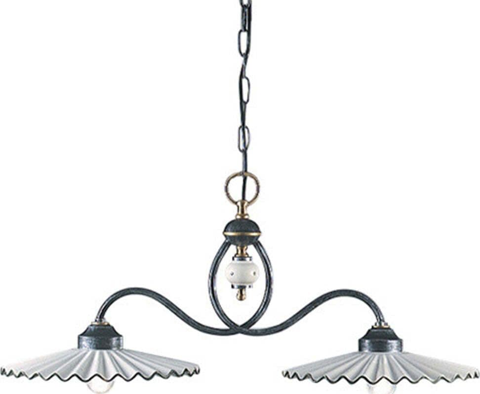 Lampadario-Classico-L'Aquila-Metallo-Ceramica-Nero-Sfumato-Rame-31Cm-2-Luci-E27