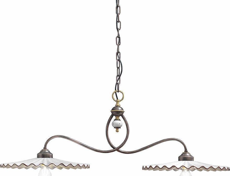 Lampadario-Classico-L'Aquila-Metallo-E-Ceramica-Nero-Sfumato-Rame-2-Luci-E27