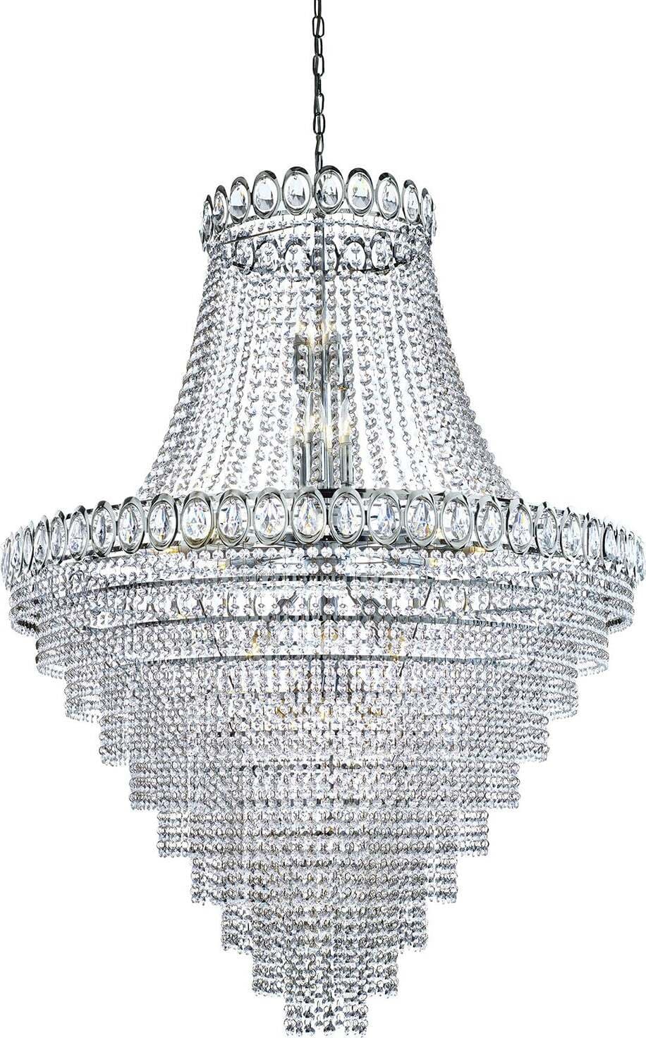 Lampadario-Classico-Louis-Phillipe-Acciaio-Cromo-Vetro-28-Luci-E14