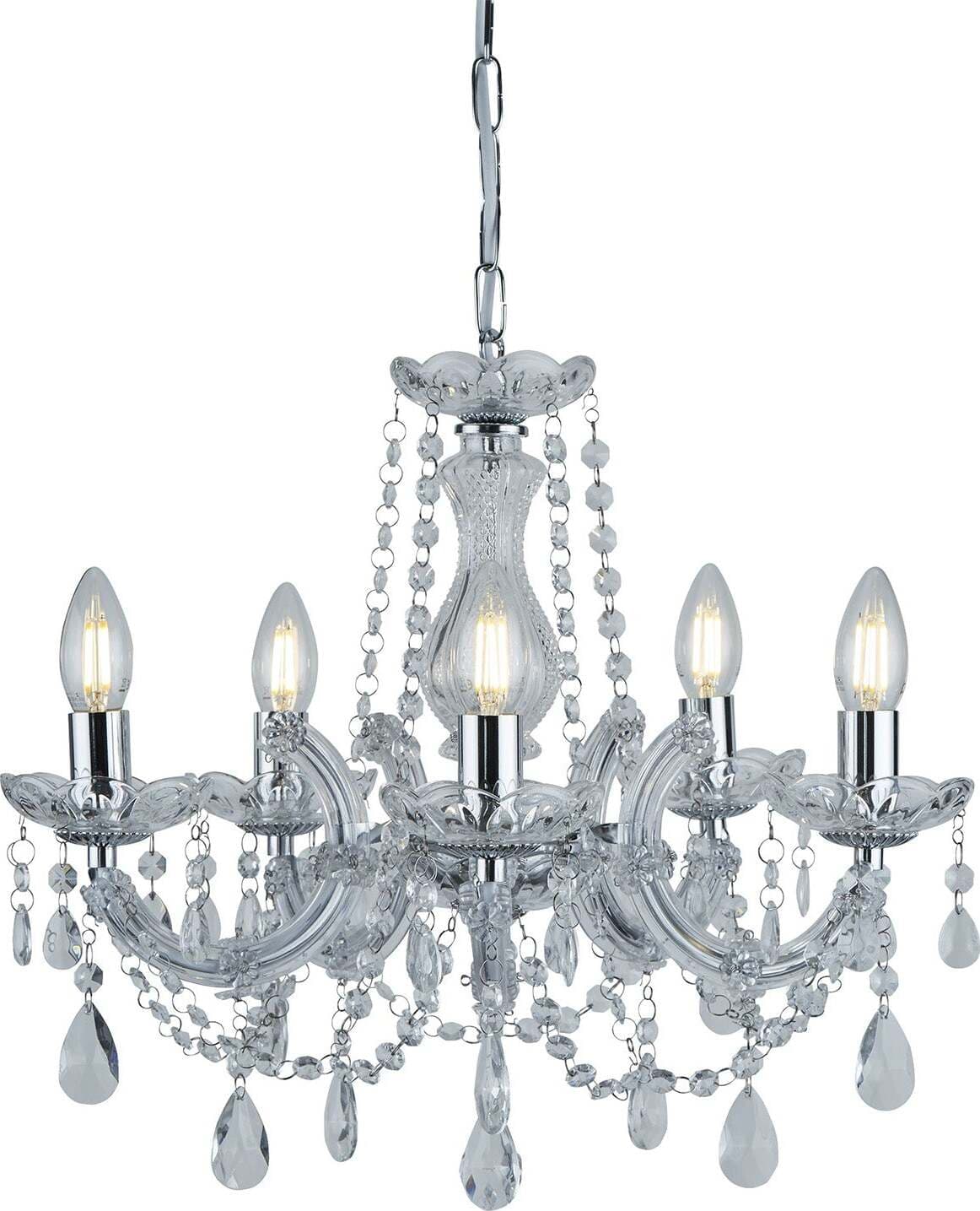 Lampadario-Classico-Marie-Therese-Acciaio-Cromo-Cristallo-5-Luci-E14