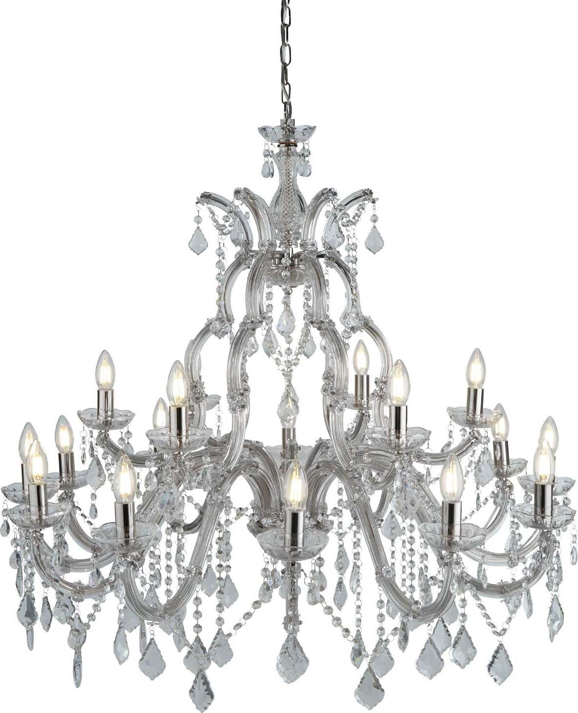 Lampadario-Classico-Marie-Therese-Acciaio-Cromo-Vetro-18-Luci-E14