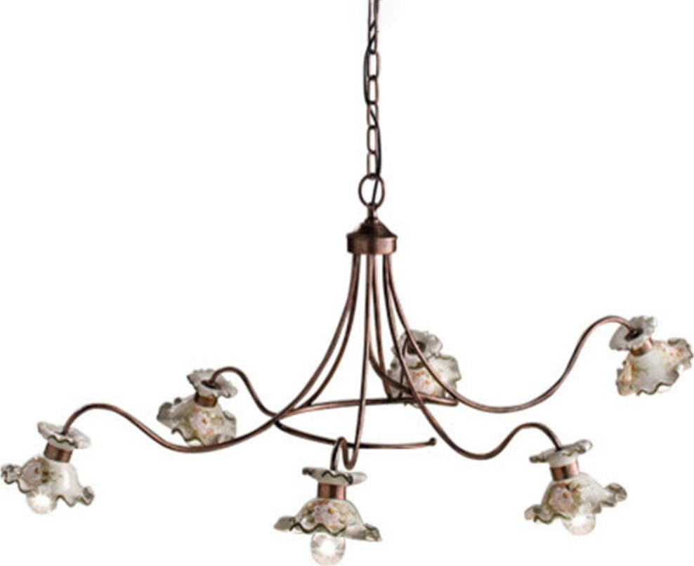 Lampadario-Classico-Milano-Metallo-E-Ceramica-Nero-Sfumato-Rame-6-Luci-E14