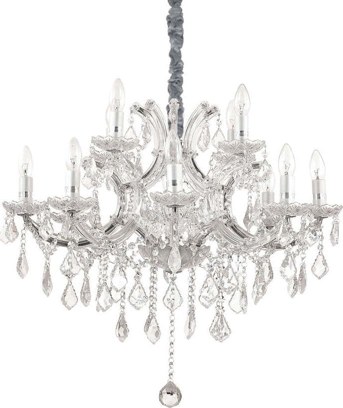 Lampadario-Classico-Napoleon-Metallo-Cristallo-Cromo-12-Luci-E14