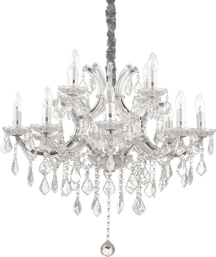 Lampadario-Classico-Napoleon-Metallo-Cristallo-Cromo-12-Luci-E14