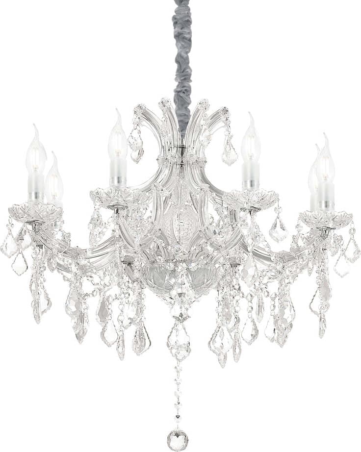 Lampadario-Classico-Napoleon-Metallo-Cristallo-Cromo-8-Luci-E14