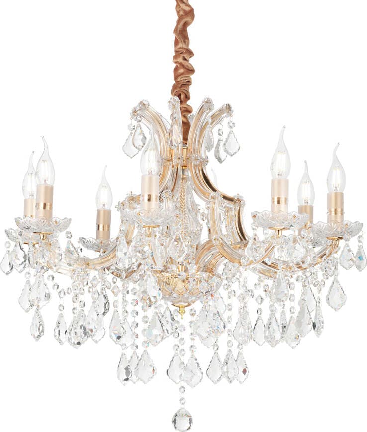 Lampadario-Classico-Napoleon-Metallo-Cristallo-Oro-8-Luci-E14