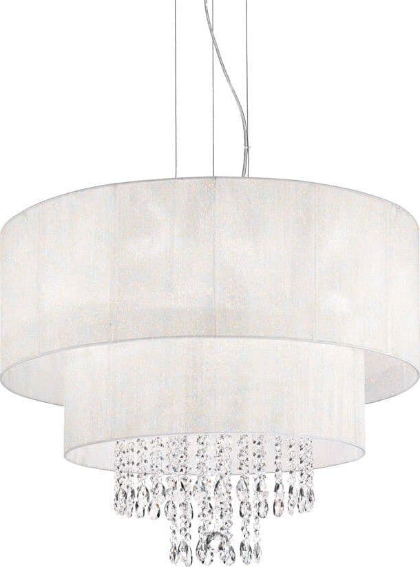 Lampadario-Classico-Opera-Vetro,Tessuto,Cristalloistallo-Bianco-6-Luci-E27