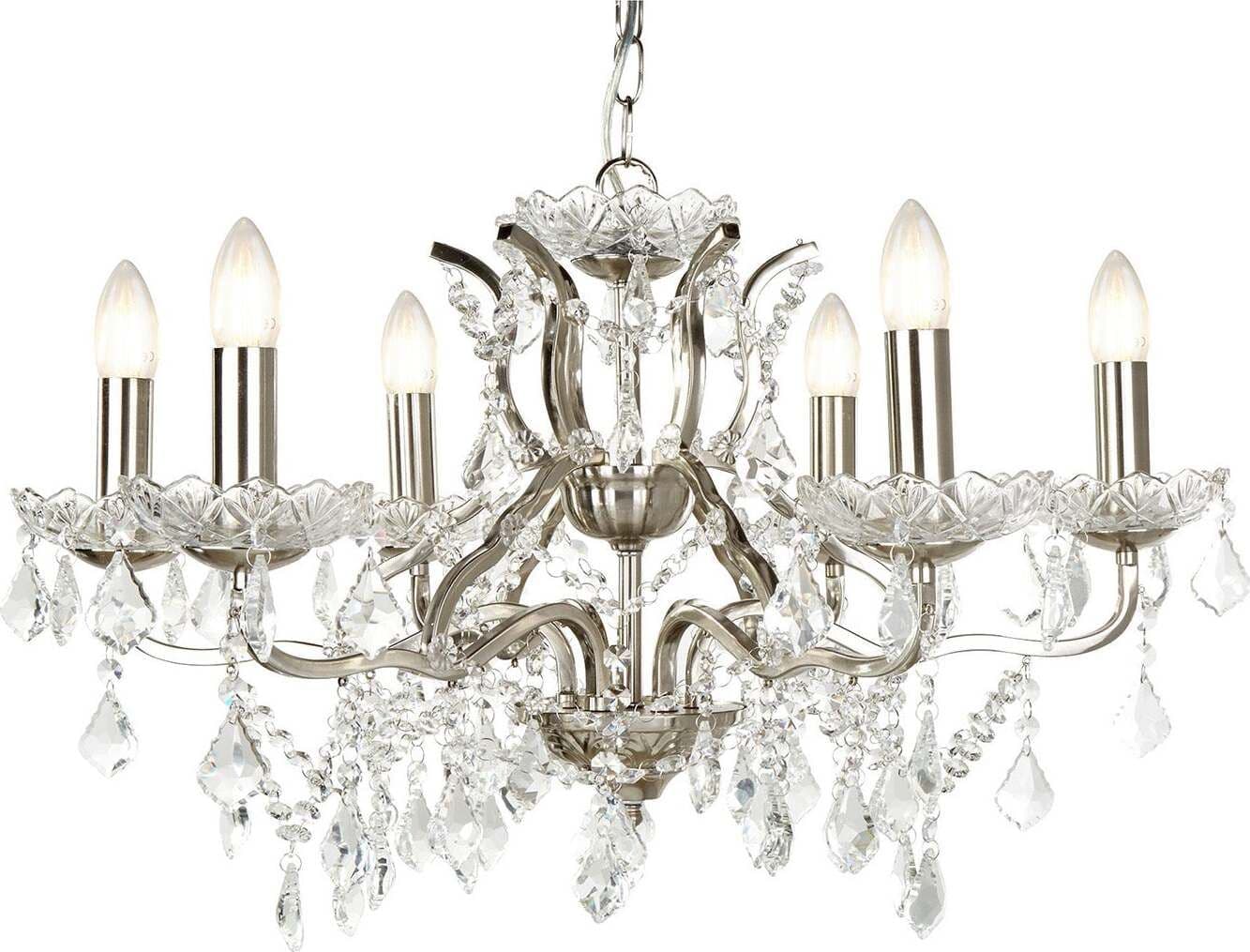 Lampadario-Classico-Parigi-Acciaio-Argento-Vetro-Trasparente-6-Luci-E14