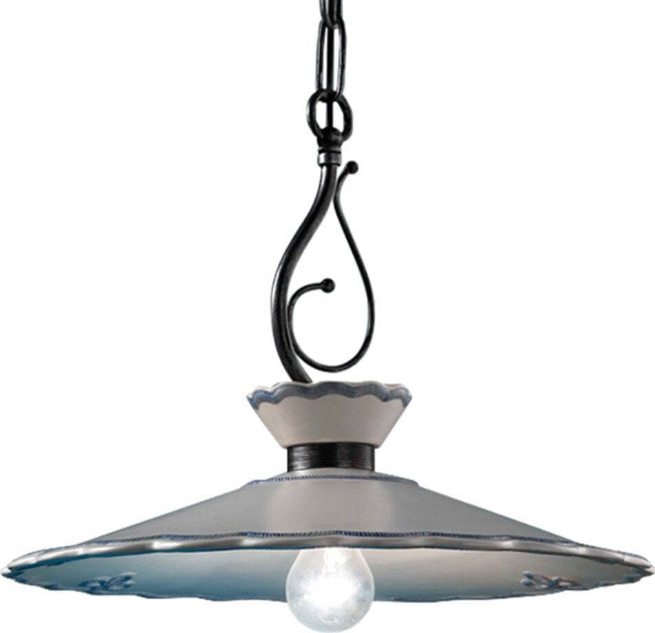 Lampadario-Classico-Ravenna-Metallo-Ceramica-Nero-Sfumato-Arg.-44-Cm-1-Luce-E27