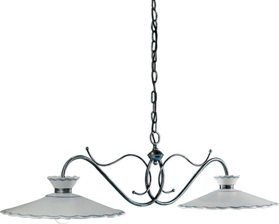 Lampadario-Classico-Ravenna-Metallo-E-Ceramica-Nero-Sfumato-Arg.-31Cm-2-Luci-E27