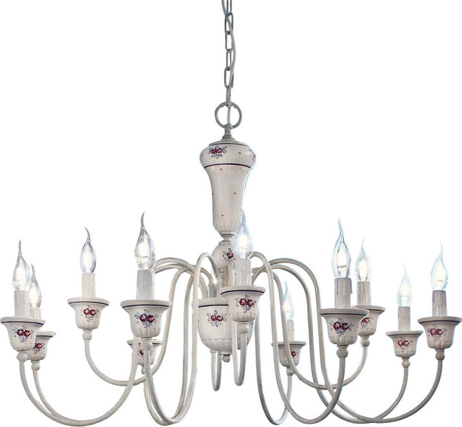Lampadario-Classico-Sanremo-Metallo-Ceramica-Bianco-Sfumato-Argento-12-Luci-E14
