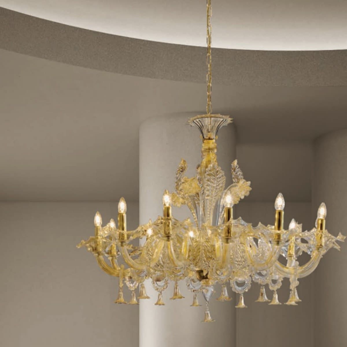 Lampadario-classico-Sylcom-GIUSTINIAN-1377-12-E14-LED-vetro-murano-sospensione