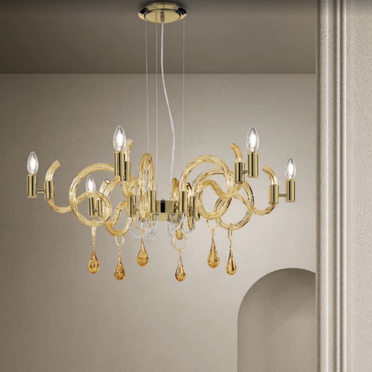 Lampadario-classico-Sylcom-STREET-2001-6-E14-LED-vetro-murano-sospensione