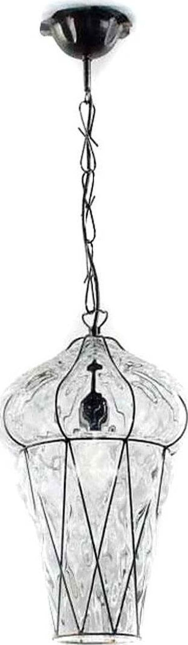 Lampadario-classico-Sylcom-TIEPOLO-1443-24-INOX-E14-LED-acciaio-vetro-soffiato-sospensione
