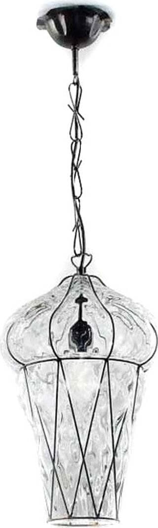 Lampadario-classico-Sylcom-TIEPOLO-1443-24-INOX-E14-LED-acciaio-vetro-soffiato-sospensione