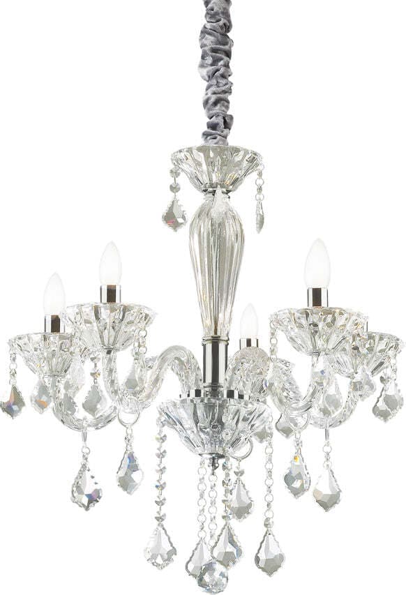Lampadario-Classico-Tiepolo-Vetro-Trasparente-5-Luci-E14