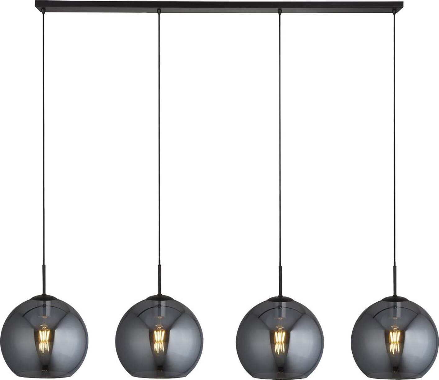 Lampadario-Contemporaneo-Amsterdam-Acciaio-Nero-Vetro-Fumè-4-Luci-E27