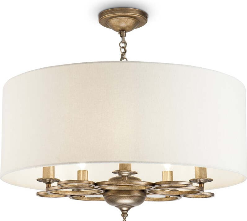 Lampadario-Contemporaneo-Anna-Metallo-Oro-5-Luci-Diffusori-In-Pvc-Crema