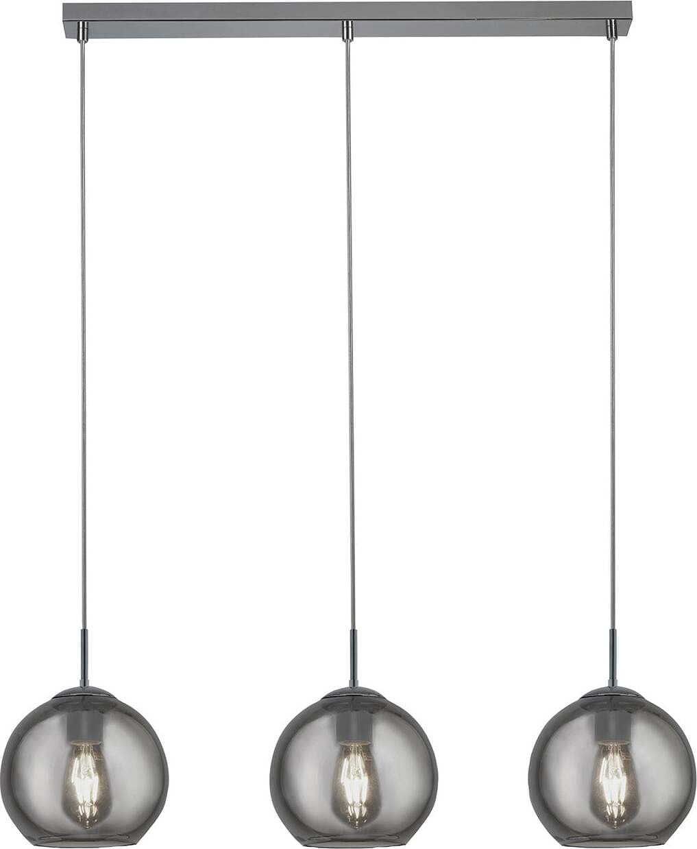 Lampadario-Contemporaneo-Balls-Acciaio-Cromo-Fumè-3-Luci-E14