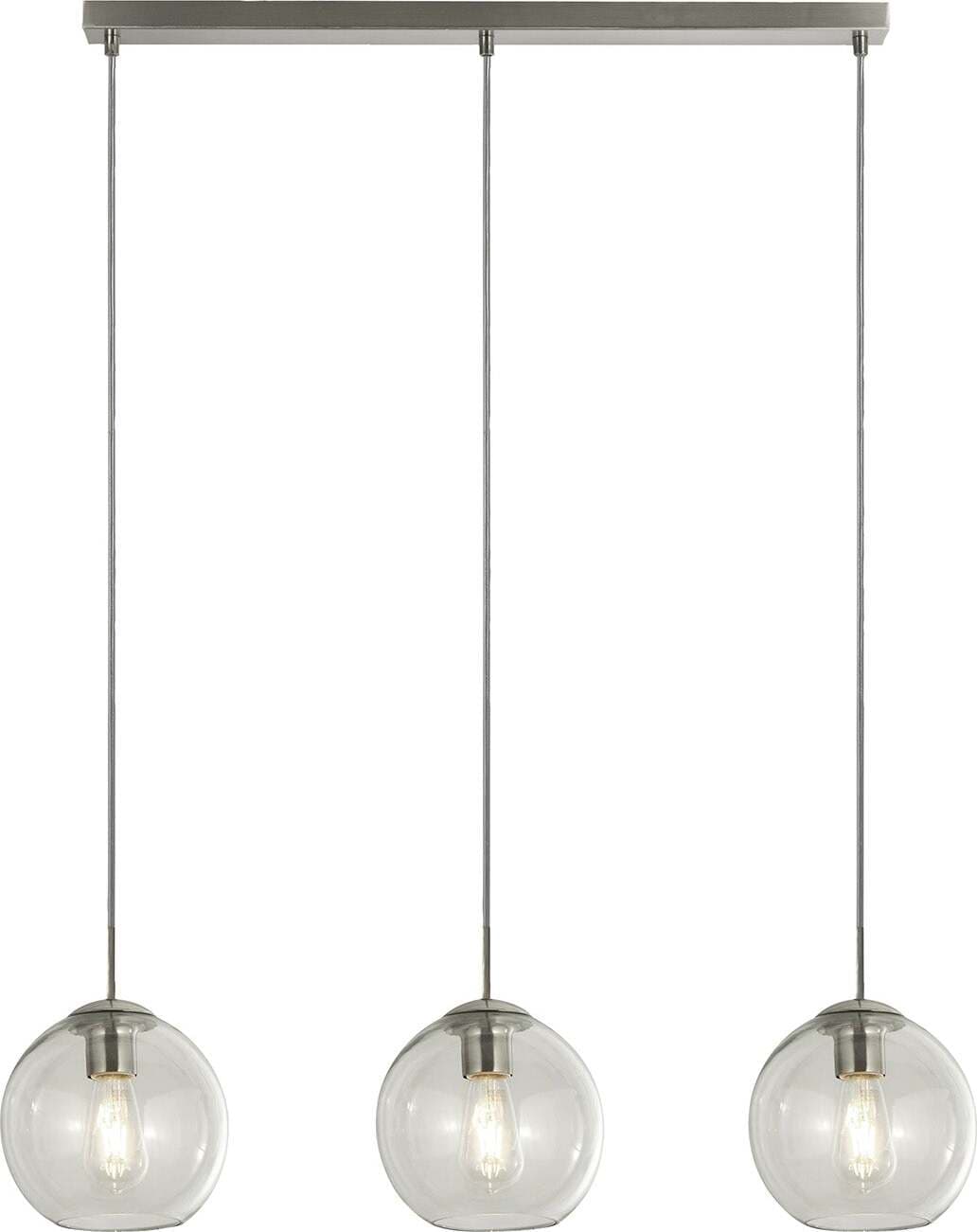 Lampadario-Contemporaneo-Balls-Acciaio-Cromo-Vetro-Trasparente-3-Luci-E14