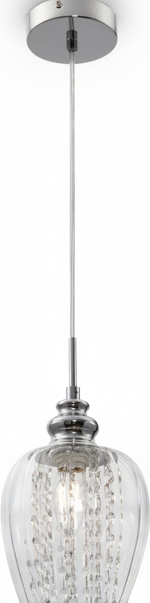 Lampadario-Contemporaneo-Blues-Metallo-Nichel-1-Luce-Diffusore-Vetro-Trasparente