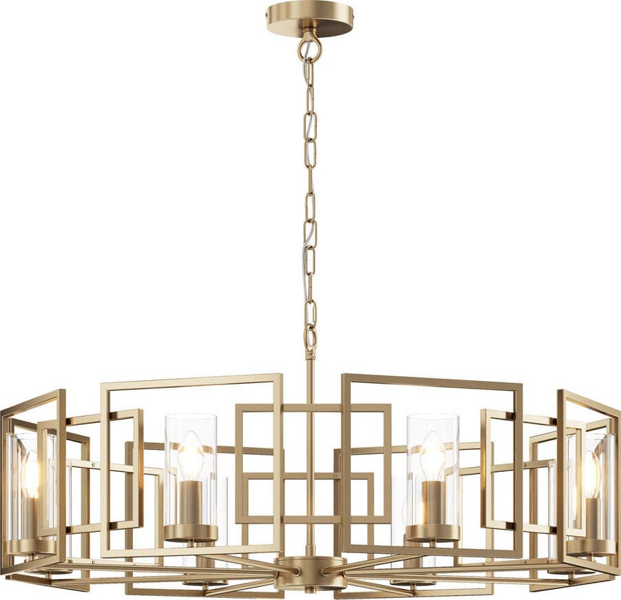 Lampadario Contemporaneo Bowi Struttura In Metallo Colore Oro 8 Luci