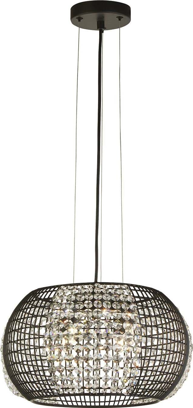 Lampadario-Contemporaneo-Cage-Acciaio-Nero-Vetro-Trasparente-4-Luci-G9