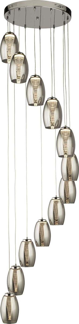 Lampadario-Contemporaneo-Ciclon-Acciaio-Cromo-Vetro-Fumè-Led-63W-3000K