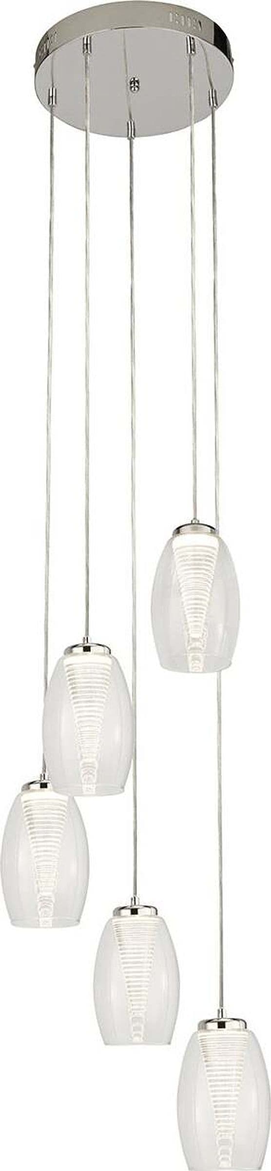 Lampadario-Contemporaneo-Ciclon-Acciaio-Cromo-Vetro-Trasparente-Led-27W-3000K