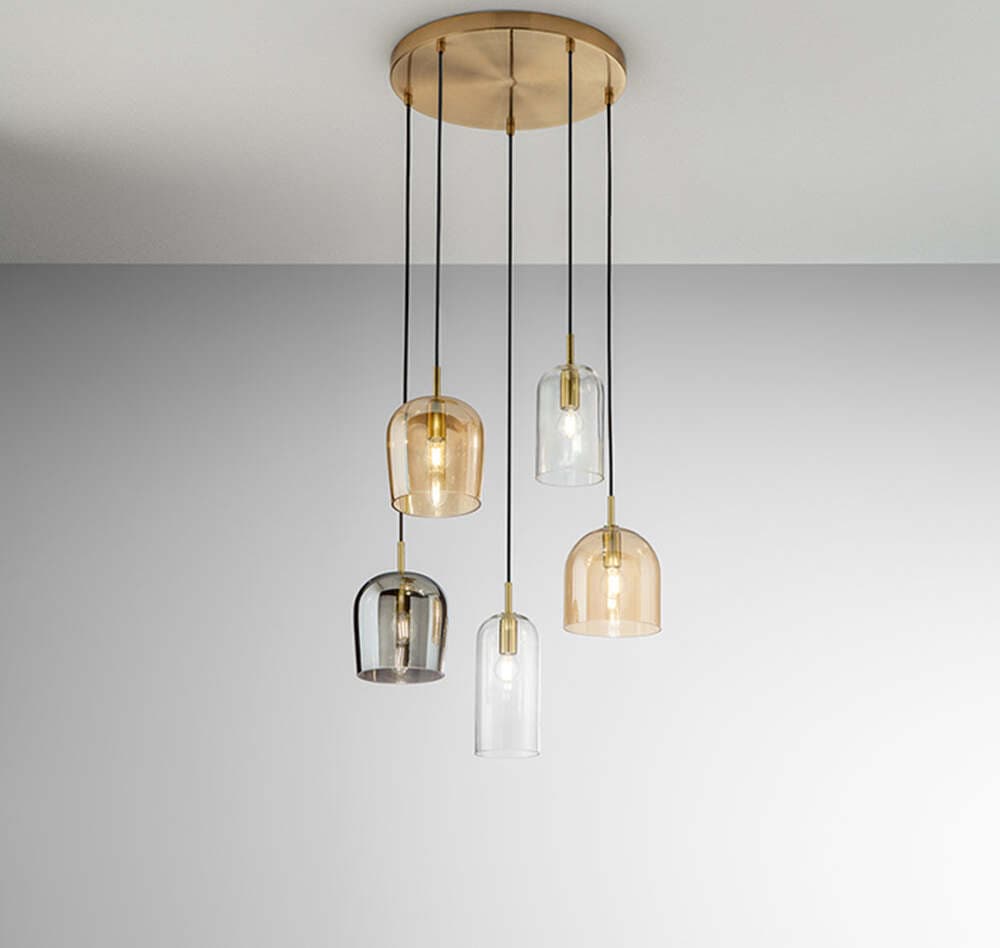Lampadario-Contemporaneo-Coro-5-Pendenti-E14