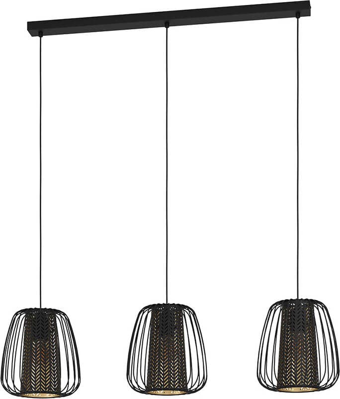 Lampadario-Contemporaneo-Curasao-3-Luci-Acciaio-Nero