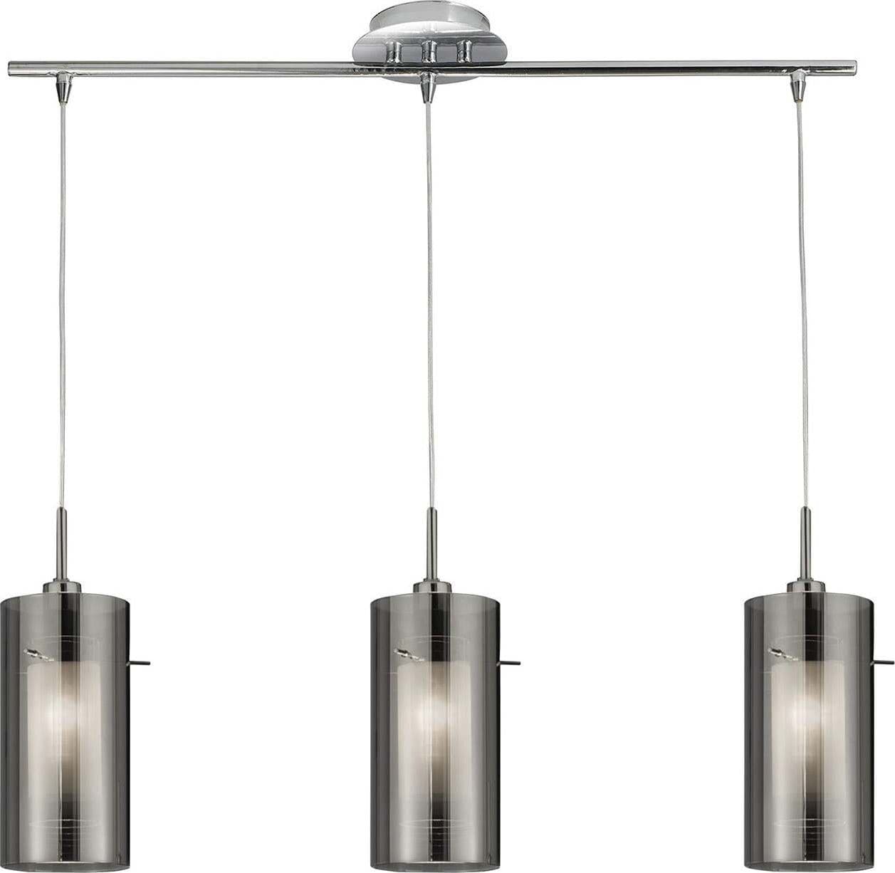 Lampadario-Contemporaneo-Duo-2-Acciaio-Cromo-Vetro-3-Luci-E14