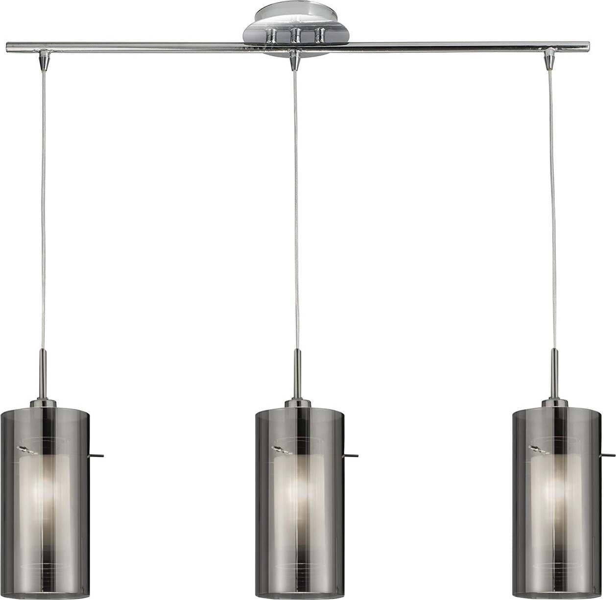 Lampadario-Contemporaneo-Duo-2-Acciaio-Cromo-Vetro-3-Luci-E14