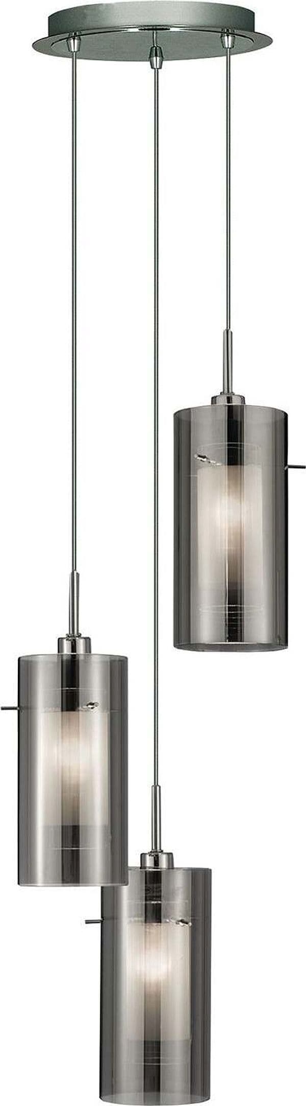 Lampadario-Contemporaneo-Duo-2-Acciaio-Cromo-Vetro-Argento-3-Luci-E14
