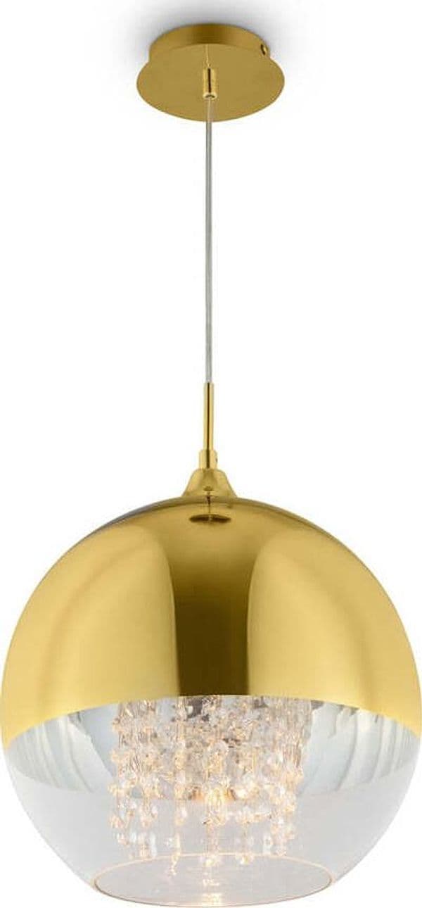 Lampadario-Contemporaneo-Fermi-Metallo-Oro-1-Luce-Diffusore-Vetro-E-Metallo