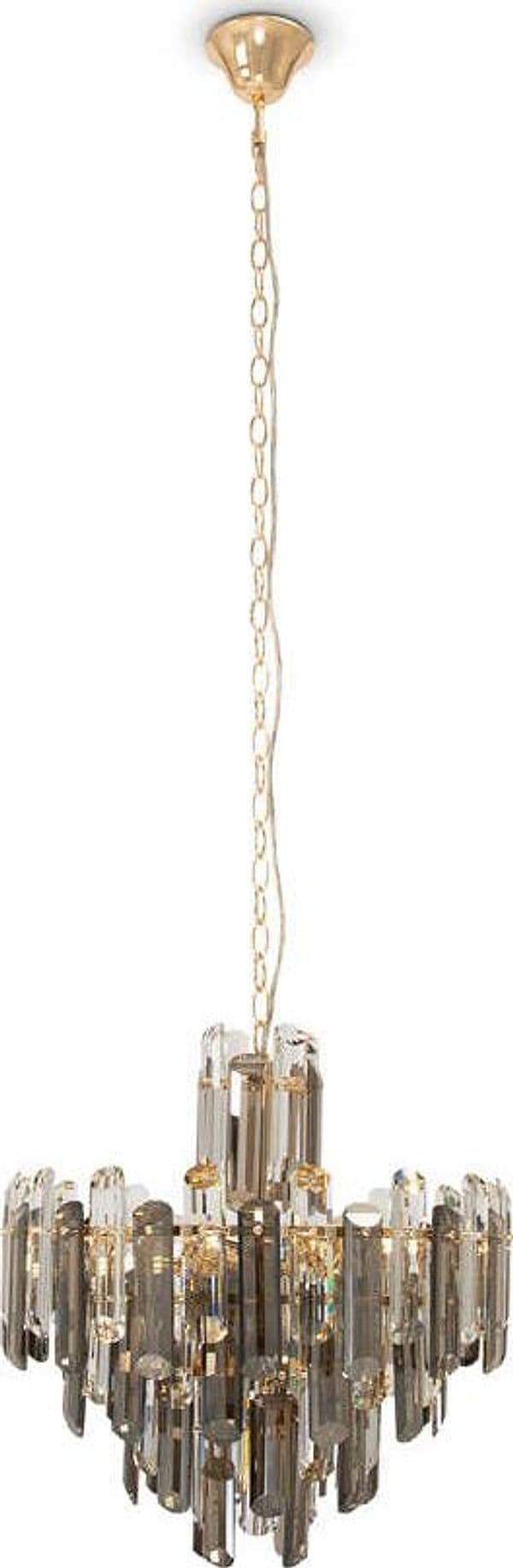 Lampadario-Contemporaneo-Flare-Metallo-Oro-6-Luci-Diffusori-Vetro
