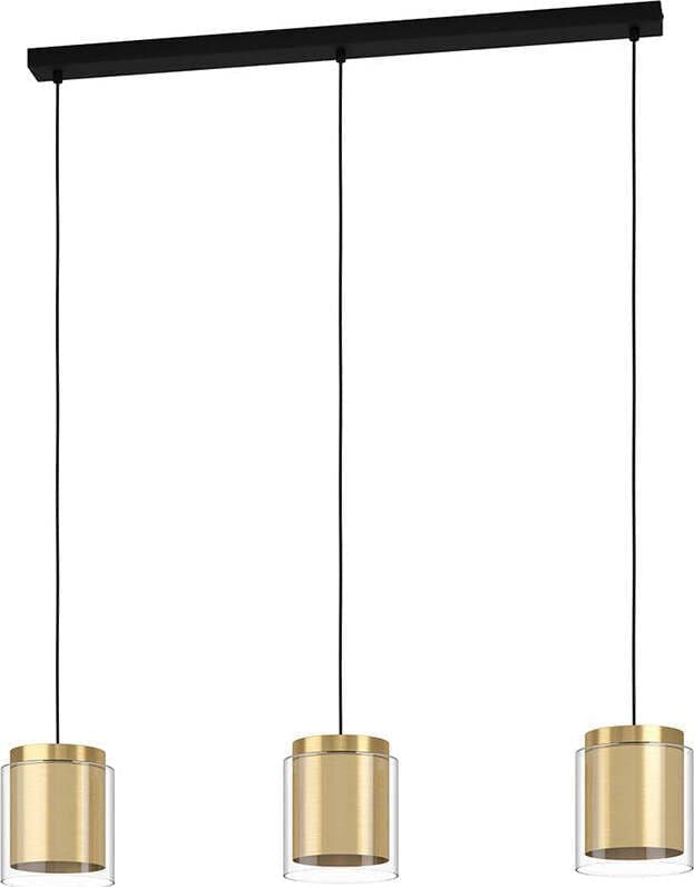 Lampadario-Contemporaneo-Lagunitas-3-Luci-Acciaio-Nero-E-Ottone