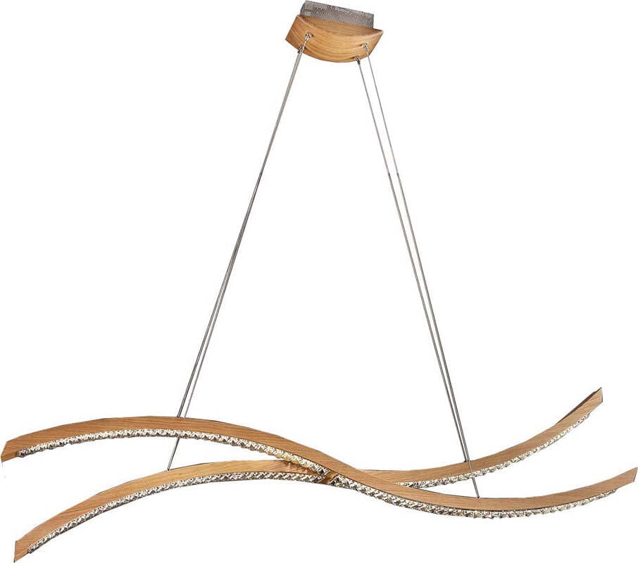 Lampadario-Contemporaneo-Libe-Metallo/Legno-Rovere-E-Cristallo-Led-104W