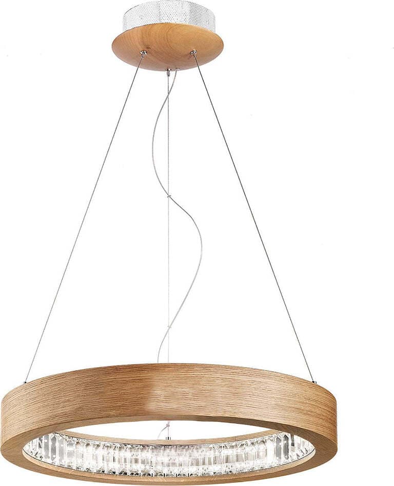 Lampadario-Contemporaneo-Libe-Metallo/Legno-Rovere-E-Cristallo-Led-144W